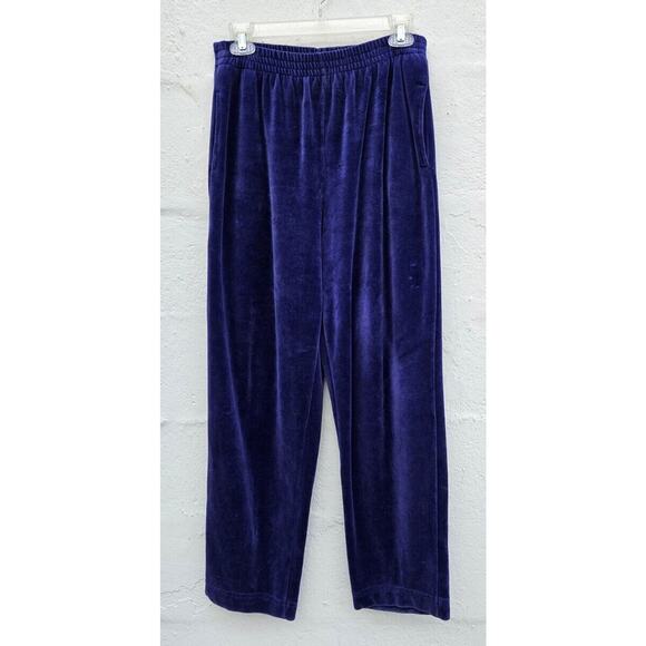 Vintage Liz Claiborne Velour Tracksuit Small Purple Sweatshirt Pull On Sweatpant - Picture 9 of 16